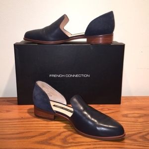 French connection navy suede and leather flats 6.5